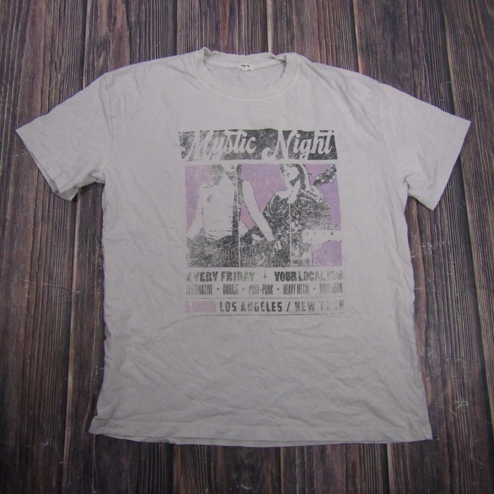 Garage Mystic Night Concert Shirt Womens Medium White Rock Band Graphic Tee